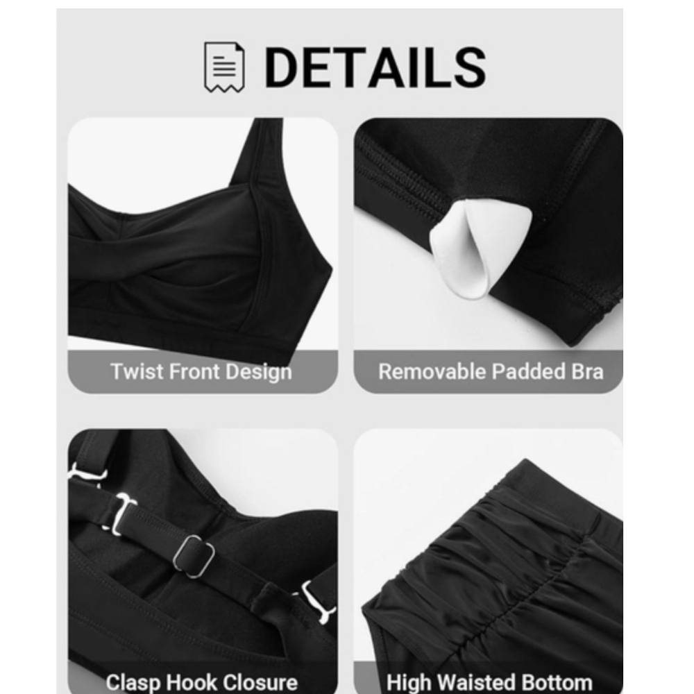 DACI - 12P Elegant Black Women's Swimwear Set - Picture 4 of 12